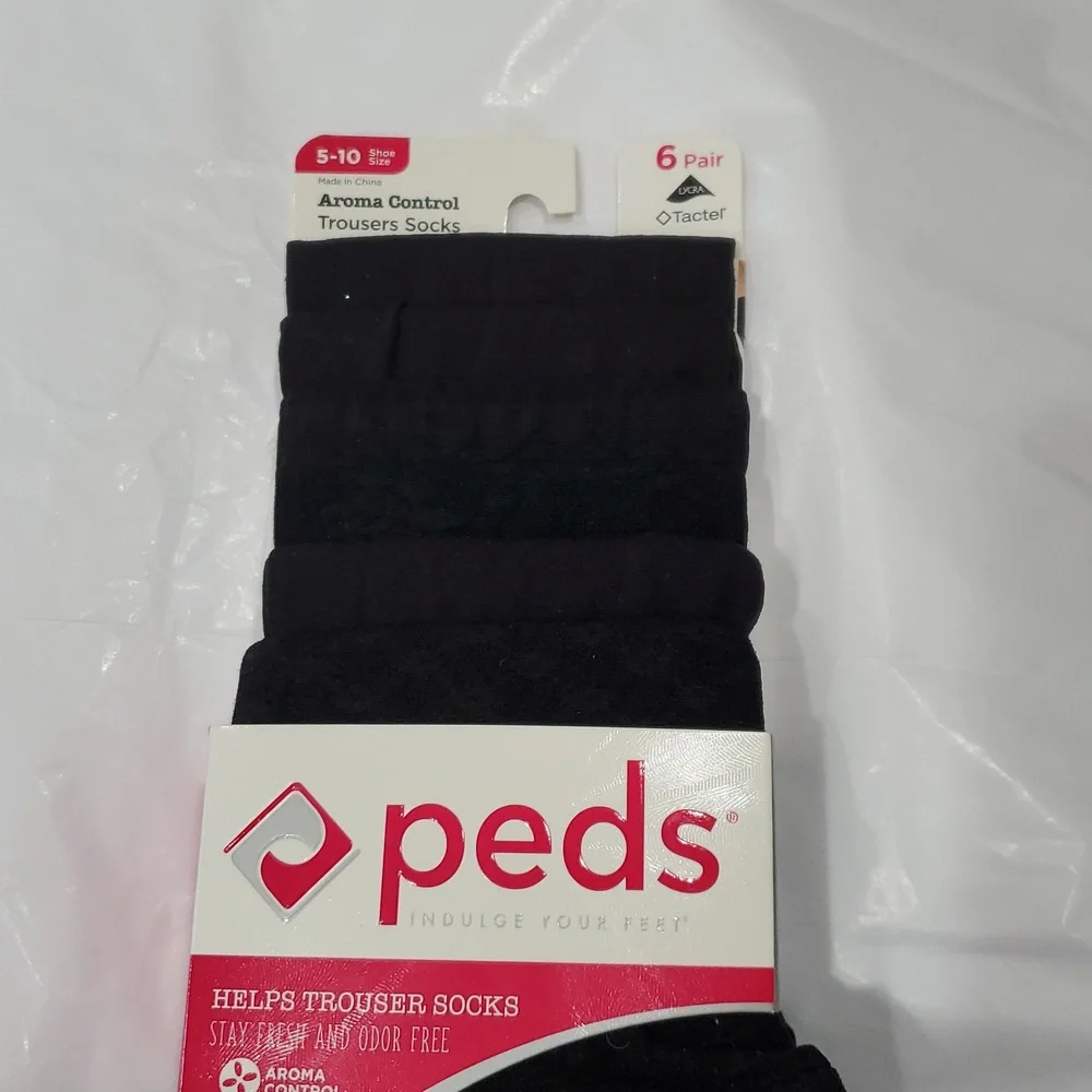 Peds‎ Aroma Control black Trouser Socks, 6 Pairs new
